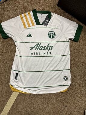 Adidas Portland Timbers White and Green Soccer Jersey with Star Detail